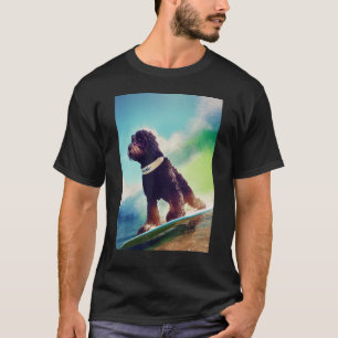 Portuguese Water Dog Cool Surf Board Wave Surfing  T-Shirt