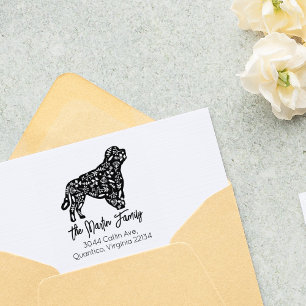 Portuguese Water Dog Family Return Address Rubber Stamp