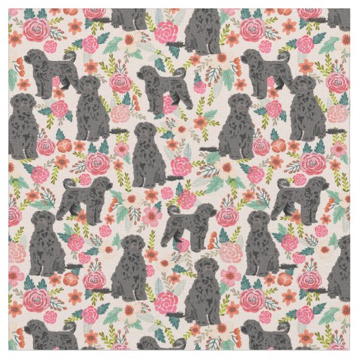 Portuguese Water dog florals dog Fabric