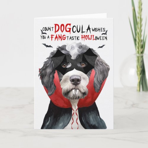 Portuguese Water Dog Funny Count DOGcula Halloween Holiday Card