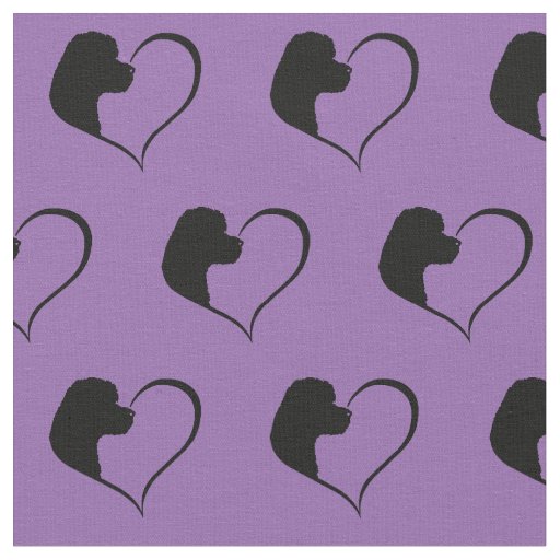Portuguese Water Dog Hearts Fabric