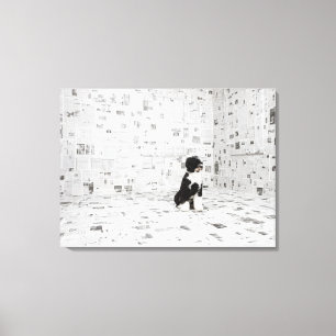 Portuguese Water Dog in room covered in Canvas Print