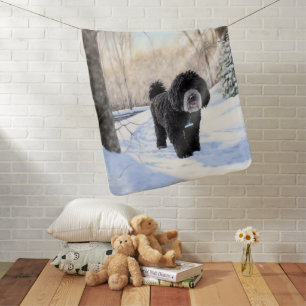 Portuguese Water Dog Let It Snow Christmas Baby Blanket