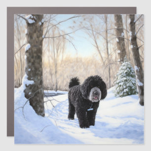 Portuguese Water Dog Let It Snow Christmas Car Magnet