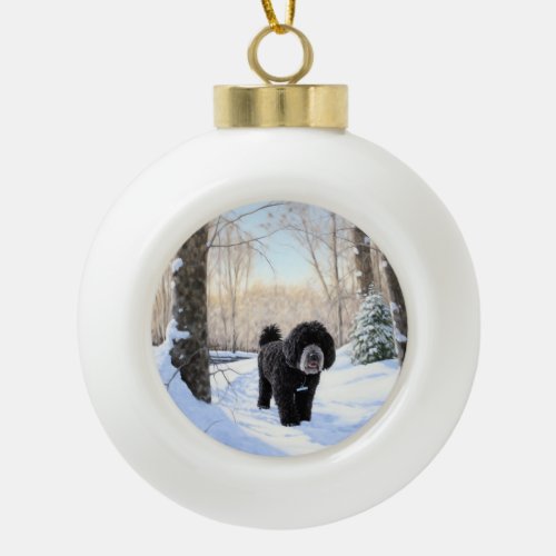 Portuguese Water Dog Let It Snow Christmas Ceramic Ball Christmas Ornament