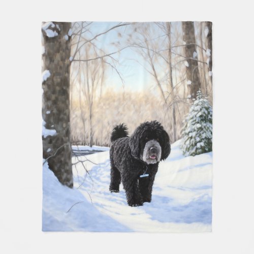 Portuguese Water Dog Let It Snow Christmas Fleece Blanket