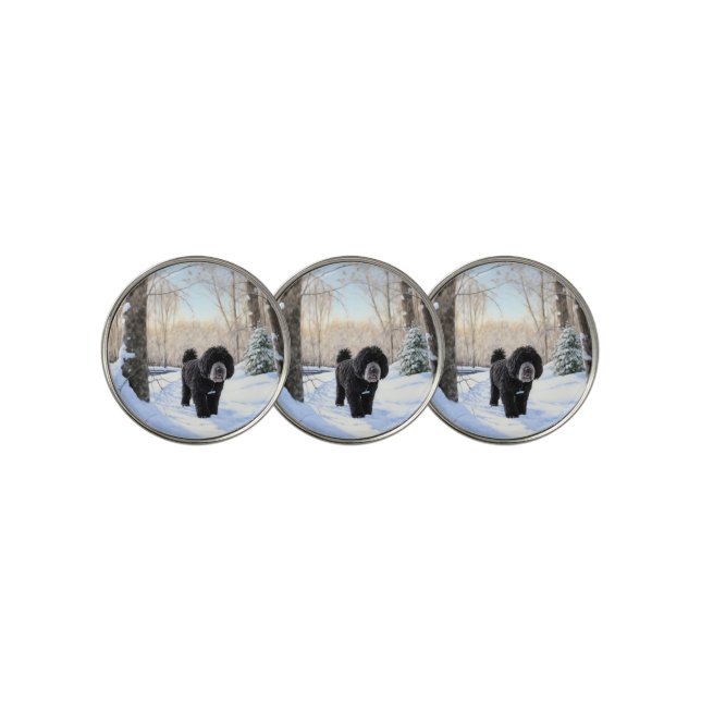 Portuguese Water Dog Let It Snow Christmas Golf Ball Marker (3 Up)