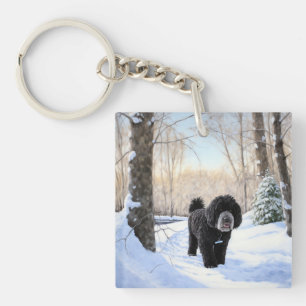 Portuguese Water Dog Let It Snow Christmas Keychain