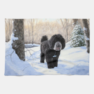 Portuguese Water Dog Let It Snow Christmas Kitchen Towel