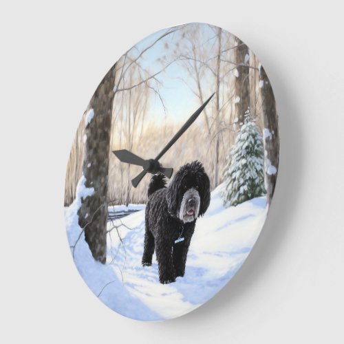 Portuguese Water Dog Let It Snow Christmas Large Clock