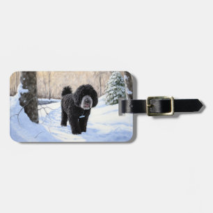 Portuguese Water Dog Let It Snow Christmas Luggage Tag