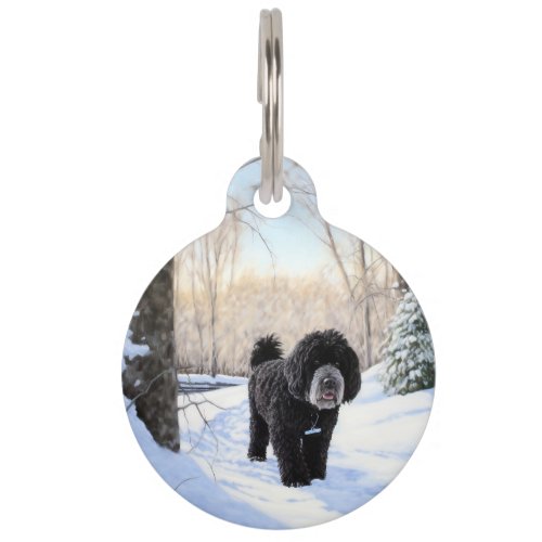 Portuguese Water Dog Let It Snow Christmas Pet ID Tag