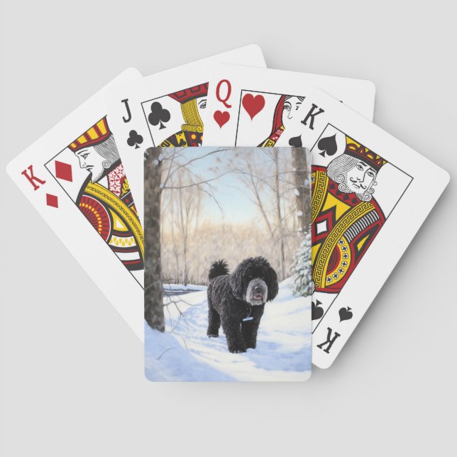 Portuguese Water Dog Let It Snow Christmas Poker Cards (Back)