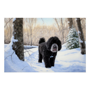 Portuguese Water Dog Let It Snow Christmas Poster
