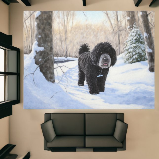 Portuguese Water Dog Let It Snow Christmas  Rug (Insitu (Indoor 1))