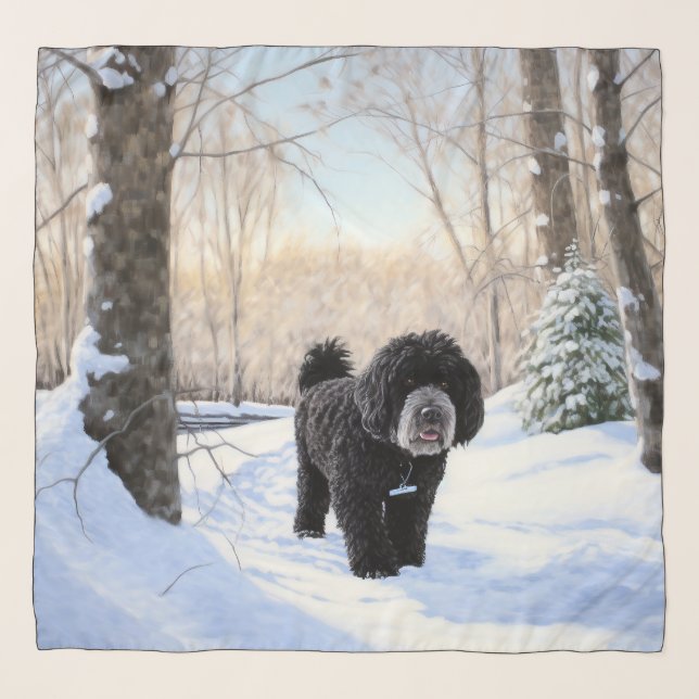 Portuguese Water Dog Let It Snow Christmas Scarf (Front)