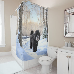 Portuguese Water Dog Let It Snow Christmas Shower Curtain