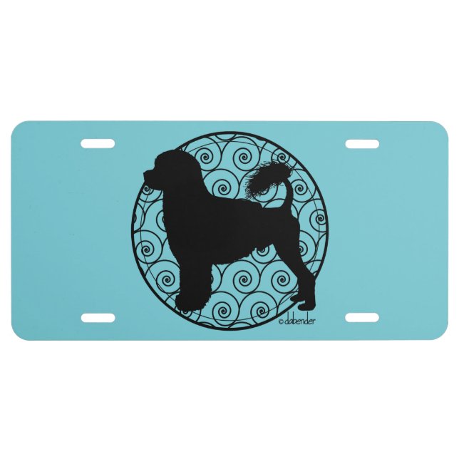 Portuguese Water Dog Lion Waves License Plate (Front)