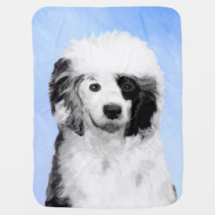 Portuguese Water Dog Painting - Original Dog Art Baby Blanket
