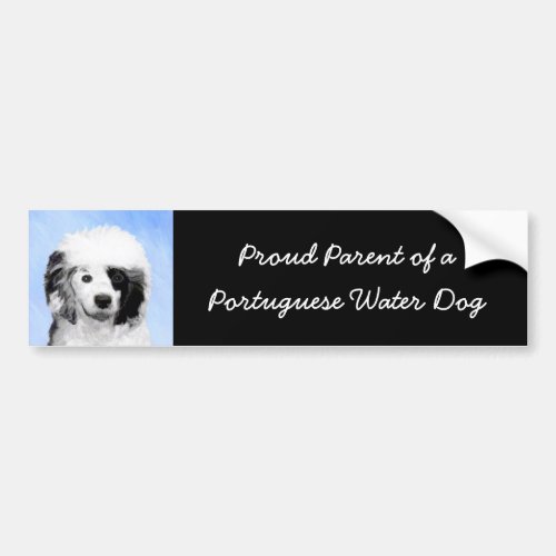 Portuguese Water Dog Painting _ Original Dog Art Bumper Sticker