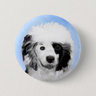 Portuguese Water Dog Painting - Original Dog Art Button