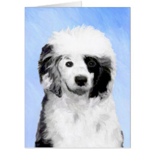 Portuguese Water Dog Painting - Original Dog Art Card