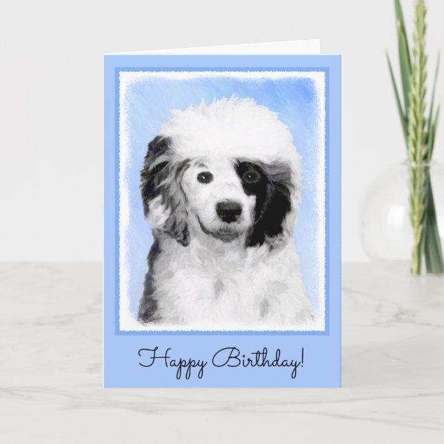 Portuguese Water Dog Painting - Original Dog Art Card (Front)