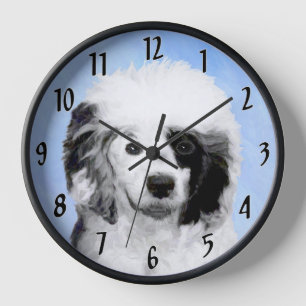 Portuguese Water Dog Painting - Original Dog Art Clock