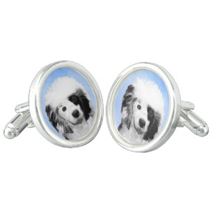 Portuguese Water Dog Painting - Original Dog Art Cufflinks