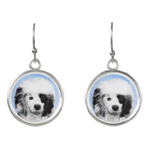 Portuguese Water Dog Painting - Original Dog Art Earrings