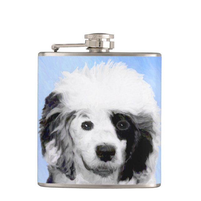 Portuguese Water Dog Painting - Original Dog Art Flask (Front)