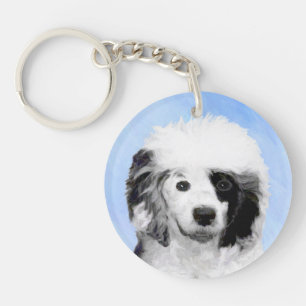 Portuguese Water Dog Painting - Original Dog Art Keychain