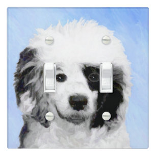 Portuguese Water Dog Painting - Original Dog Art Light Switch Cover
