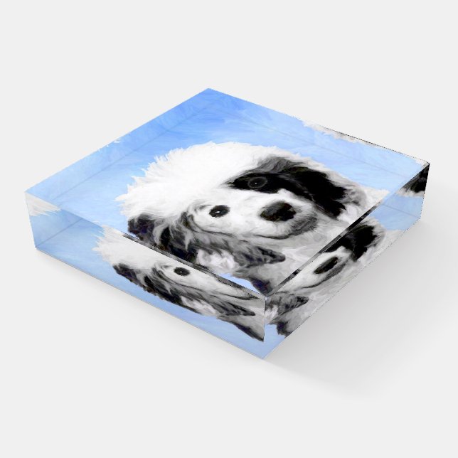 Portuguese Water Dog Painting - Original Dog Art Paperweight (Angled)
