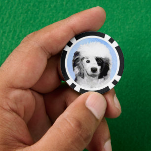 Portuguese Water Dog Painting - Original Dog Art Poker Chips