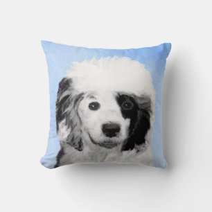 Portuguese Water Dog Painting - Original Dog Art Throw Pillow