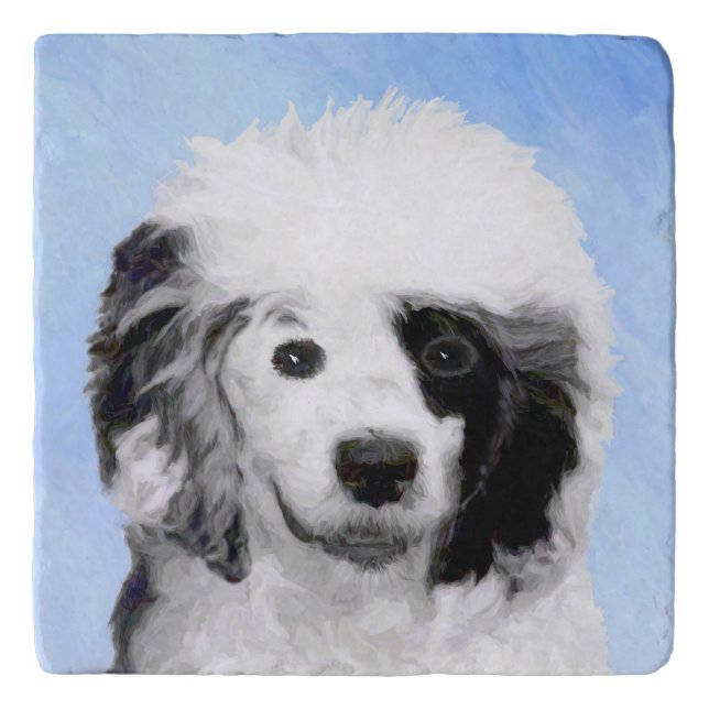 Portuguese Water Dog Painting - Original Dog Art Trivet (Front)
