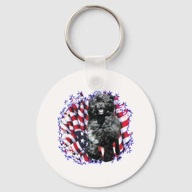 Portuguese Water Dog Patriot Keychain (Front)