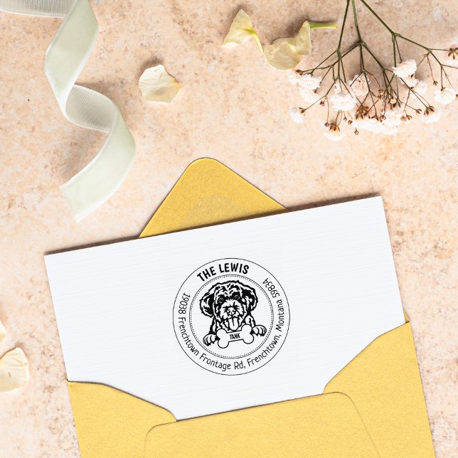 Portuguese Water Dog Return Address  Rubber Stamp (Creator Uploaded)