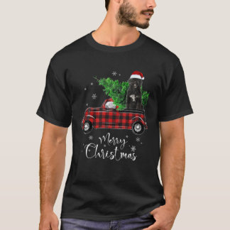 Portuguese Water Dog Ride Red Truck Christmas Funn T-Shirt