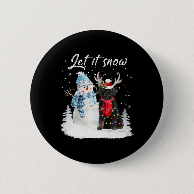 Portuguese Water Dog Santa Dog Christmas Snowman X Button (Front)