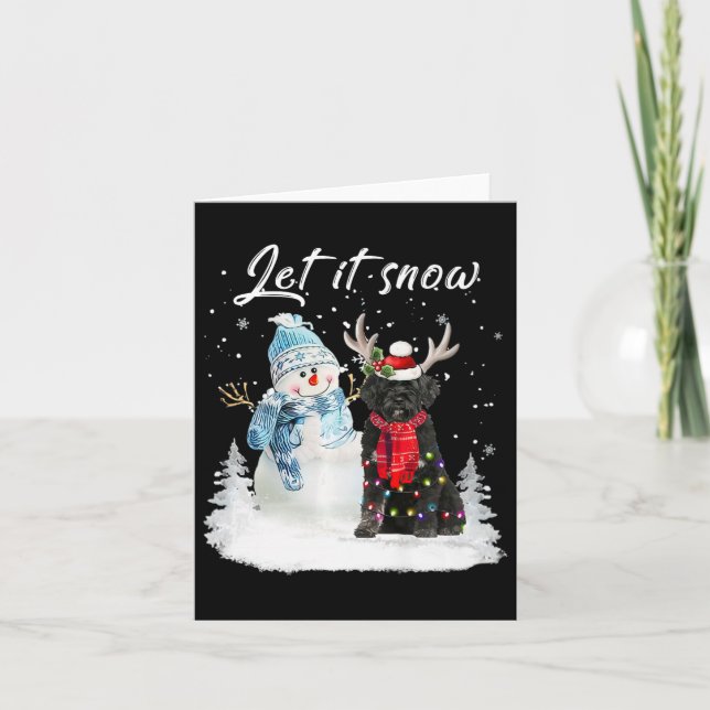 Portuguese Water Dog Santa Dog Christmas Snowman X Card (Front)