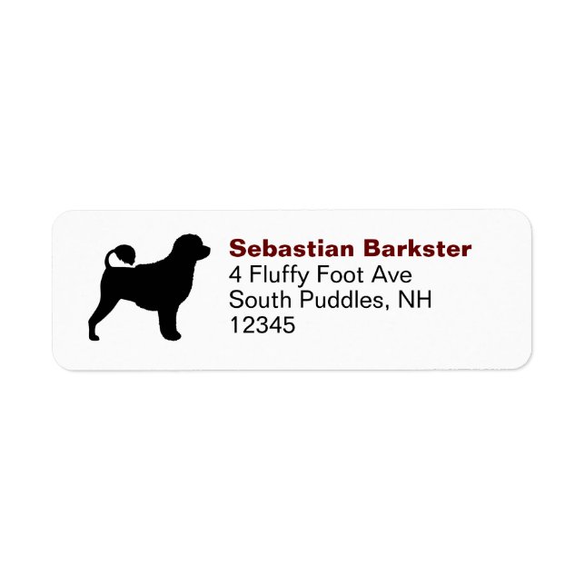Portuguese Water Dog Silhouette Return Address Label (Front)
