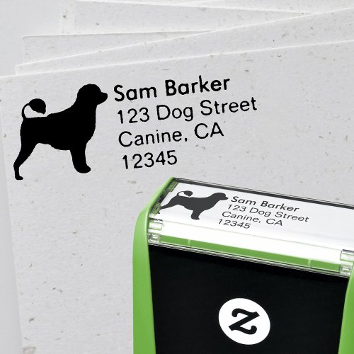 Portuguese Water Dog Silhouette Return Address Self_inking Stamp