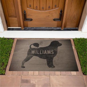 Portuguese Water Dog Silhouette Rustic Custom Doormat