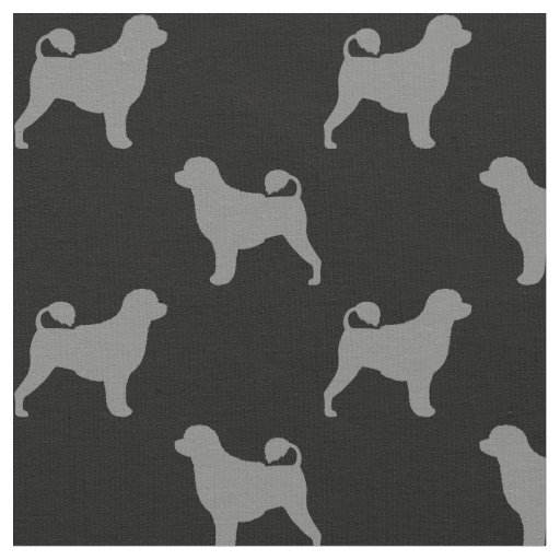 Portuguese Water Dog Silhouettes Black and Grey Fabric