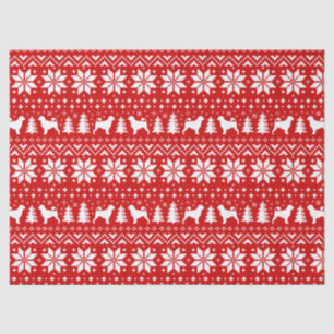 Portuguese Water Dog Silhouettes Christmas Pattern Tissue Paper