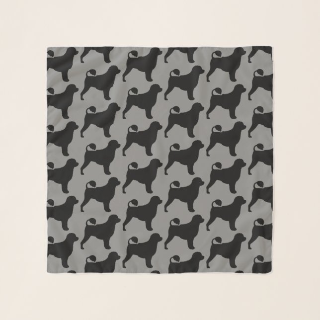 Portuguese Water Dog Silhouettes Pattern Scarf (Front)