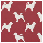 Portuguese Water Dog Silhouettes Red and White Fabric