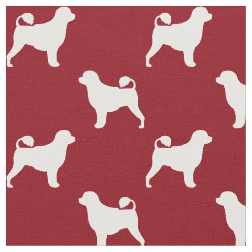 Portuguese Water Dog Silhouettes Red and White Fabric